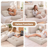 Artiss Headboard Pillow Queen Wedge Backrest Triangular with 2 Cushions Beige