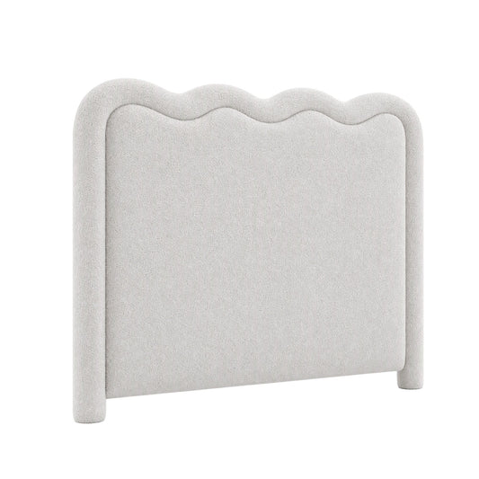 Artiss Boucle Bed Head Double Size Upholstered Wavy Headboard Beige