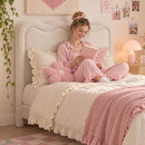 Artiss Boucle Bed Head Double Size Upholstered Wavy Headboard Beige