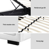 Artiss Bed Frame Double Size Gas Lift White TIYO