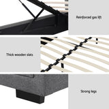 Artiss Bed Frame King Size Gas Lift Grey TIYO