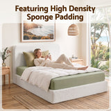 Artiss Queen Bed Frame Boucle Fabric Vacuum Compressed Beds Washable Cover No-Assembly