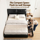 Artiss Queen Bed Frame Gas Lift Storage 3 Drawers Adjustable Headboard Platform Bed Black