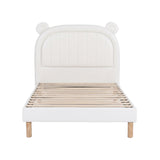 Artiss Kids King Single Bed Frame Bear Ears Headboard Upholstered Leather Platform Bed for Child