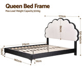 Artiss Queen Bed Frame with Adjustable Shell Headboard and PVC Upholstery