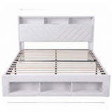 Artiss King Bed Frame with Storage, Charging Station & LED, White