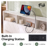 Artiss King Bed Frame with Storage, Charging Station & LED, White