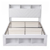 Artiss Queen Bed Frame with Storage Charging Station & LED White