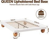 Artiss Queen Bed Frame and 2 Bedside Table Set, Boucle Upholstery Platform Bed