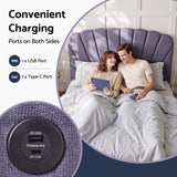 Artiss Double Bed Frame with Lift Up Storage and USB Ports Grey