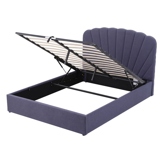 Artiss Queen Bed Frame with Lift Up Storage and USB Ports Grey