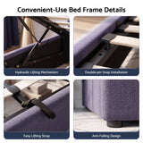 Artiss Queen Bed Frame with Lift Up Storage and USB Ports Grey