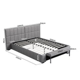 Artiss Queen Size Upholstered Gas Lift Bed Frame with Foldable Bench PVC Leather Platform Bed with Storage