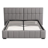 Artiss Queen Size Upholstered Gas Lift Bed Frame with Foldable Bench PVC Leather Platform Bed with Storage