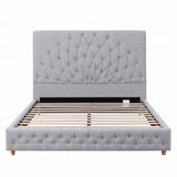 Artiss Queen Bed Frame with Tufted Headboard and Plywood Slats Grey