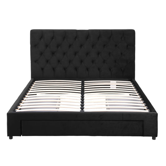 Artiss Queen Bed Frame Storage Charging Station Upholstered 3 Drawers USB Type-C