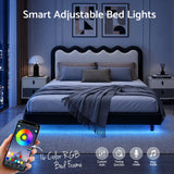 Artiss Double Bed Frame, Floating Design with RGB LED and USB Charging