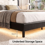 Artiss Queen Bed Frame, Floating Design with RGB LED and USB Charging