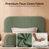 Artiss King Single Bed Frame, Green Faux Linen with Wooden Slats