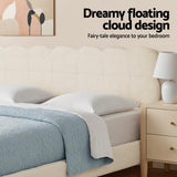 Artiss Double Bed Frame Cloud Headboard Boucle Fabric Mattress Platform Base White