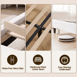Artiss Double Bed Frame with Adjustable Headboard Platform Base Linen Fabric Charging Ports