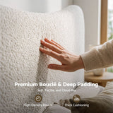 Artiss Queen Bed Frame with Boucle Headboard, Beige, 300kg Capacity