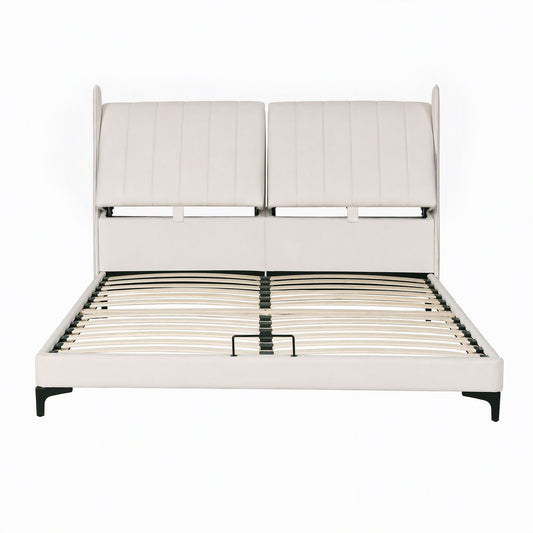 Artiss Queen Size Bed Frame with Adjustable Headboard, PU Leather