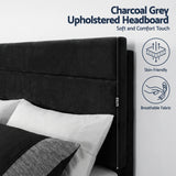 Artiss King Bed Frame Upholstered Platform Base with Geometric Headboard Black Velvet