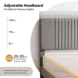 Artiss Double Bed Frame with Adjustable Headboard, Grey, 300kg Capacity