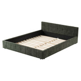 Artiss King Bed Frame Chenille Heavy Duty Platform Base Green 300kg Support No Box Spring Needed