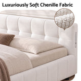 Artiss Double Bed Frame with Charging, LED Lights & Tufted Headboard