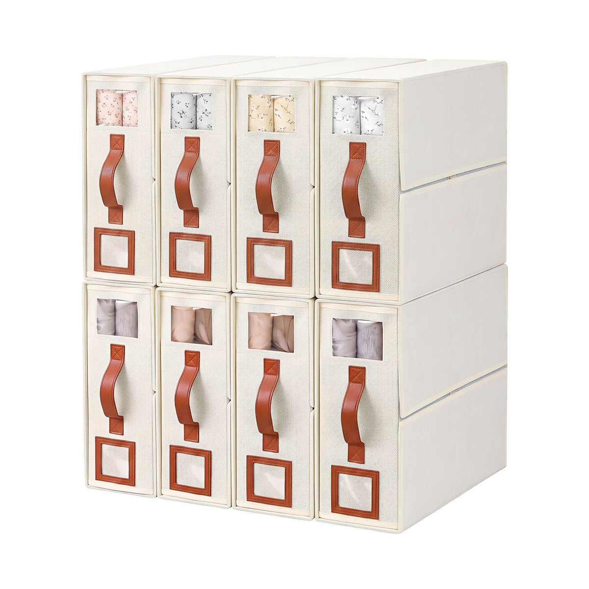 Artiss Bed Sheet Organisers Box 8Pcs Storage King Size Bedding Foldable Beige