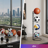Everfit Ball Storage Rack Sports Equipment Organizer 4-Tier Holder for Garage Gym Black