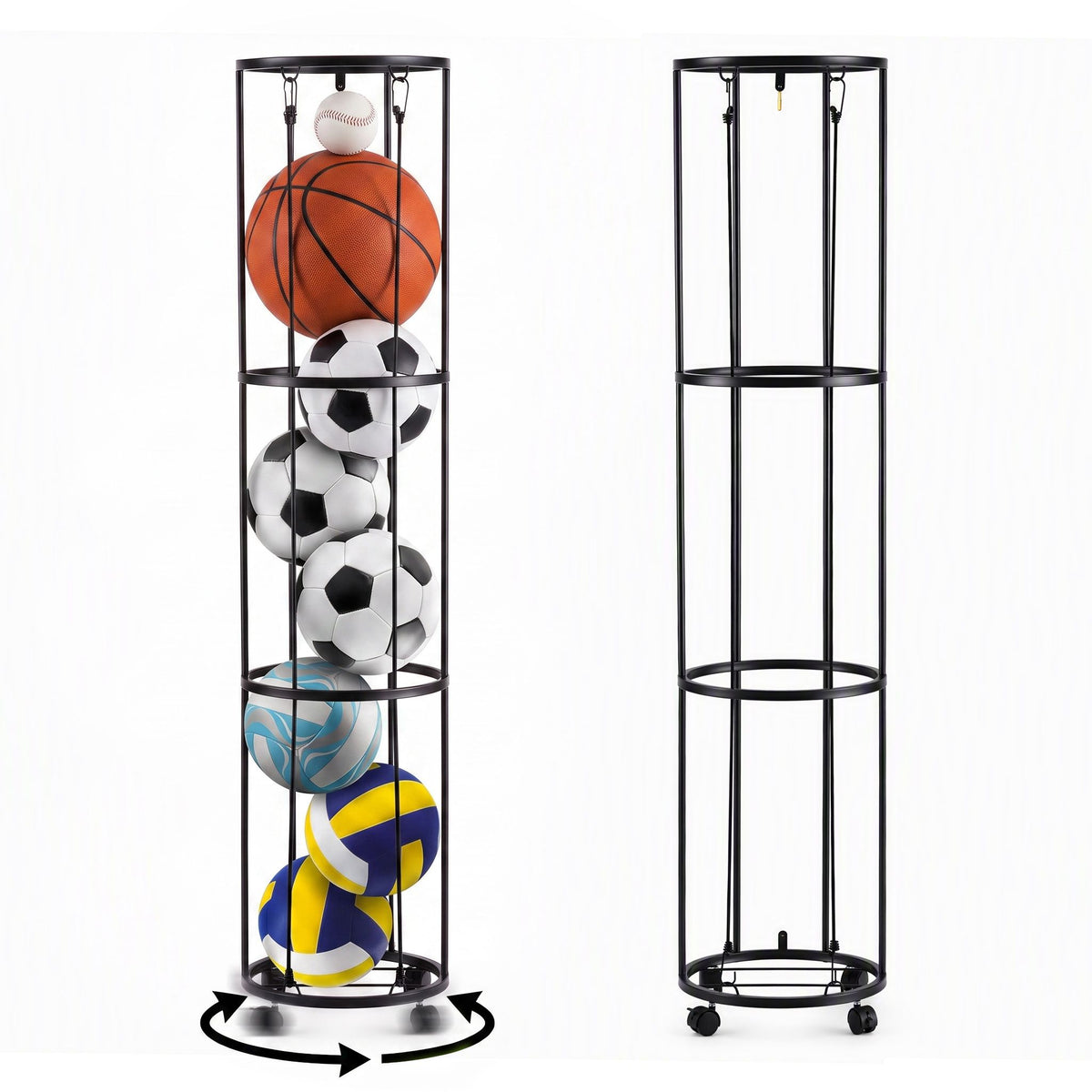 Everfit Vertical Ball Storage Rack with Wheels Sports Equipment Organiser