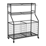 Everfit Sports Equipment Organizer Storage with Wheels Multi-Sport Garage Gym Black