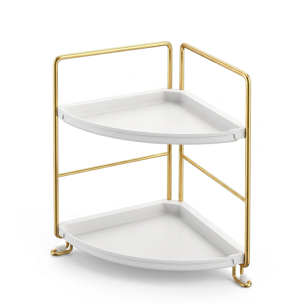 Artiss Bathroom Corner Shelf Countertop Organiser Vanity Storage Rack White Gold