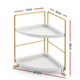 Artiss Bathroom Corner Shelf Countertop Organiser Vanity Storage Rack White Gold