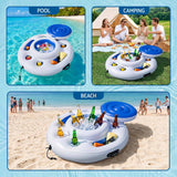 Bestway Inflatable Floating Cooler with Cup Holders for Pool Holds 24 Cans