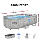 Bestway Swimming Pool 427x250x100cm Steel Frame Above Ground Pools Filter Pump Ladder 7250L