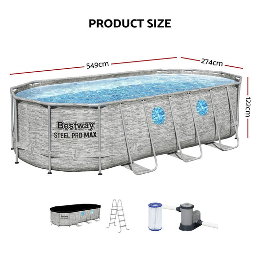 Bestway Swimming Pool 549x274x122cm Steel Frame Above Ground Pools Filter Pump Ladder 13430L