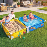 Bestway 2-in-1 Kids Pool and Sandpit Set 122cm/90cm Metal Frame Yellow Blue