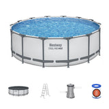 Bestway Swimming Pool 427x427x122cm Steel Frame Above Ground Pools Round Filter Pump Ladder