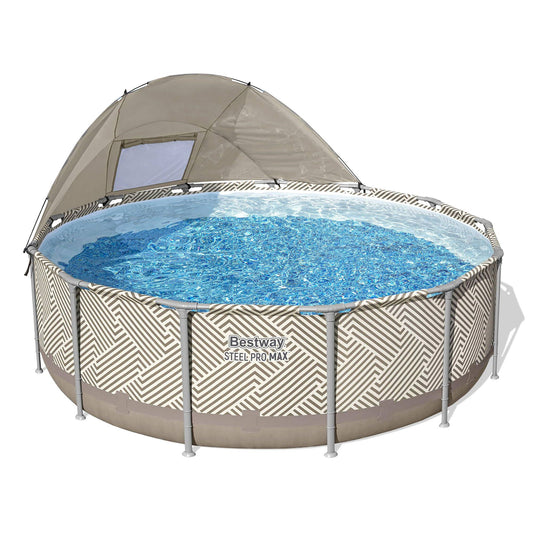 Bestway Swimming Pools 396cm x 107cm Steel Above Ground Canopy Backyard Pool Set White