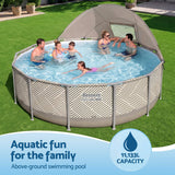 Bestway Swimming Pools 396cm x 107cm Steel Above Ground Canopy Backyard Pool Set White