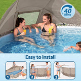 Bestway Swimming Pools 396cm x 107cm Steel Above Ground Canopy Backyard Pool Set White