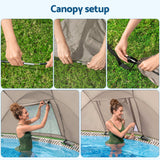 Bestway Swimming Pools 396cm x 107cm Steel Above Ground Canopy Backyard Pool Set White