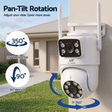 UL-Tech Wireless Security Camera Outdoor Indoor, 2.5K Dual Lens Pan Tilt, 4MP (2×2MP) IP Camera, Motion Detection, Auto-Tracking, Colour Night Vision, 2.4G WiFi, Two-Way Audio, Pet Baby Surveillance