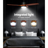 Devanti 52'' Ceiling Fan DC Motor 3 Blades w/Light - Dark Wood
