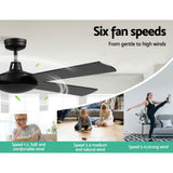 Devanti 52'' Ceiling Fan DC Motor 4 Blades w/Remote - Black