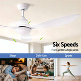 Devanti 48" Ceiling Fan with LED Light Remote Control DC Motor White
